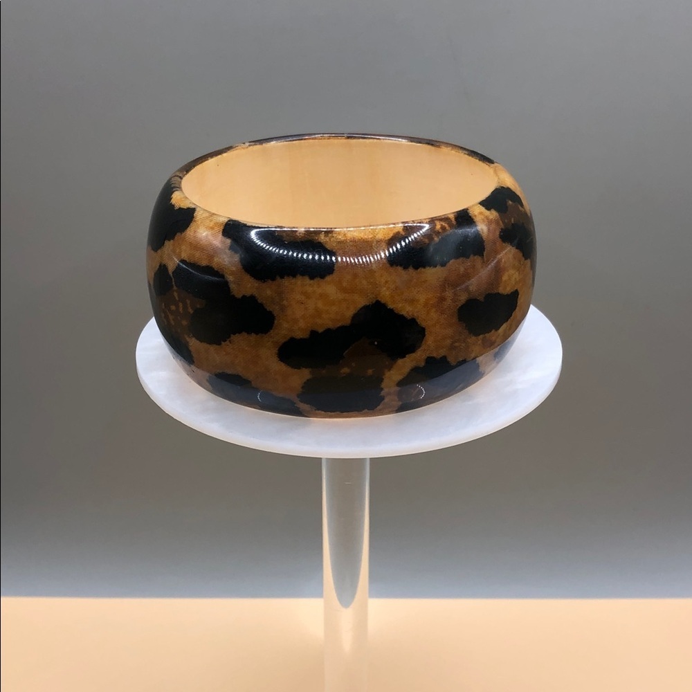 Vintage Cheetah Print Lucite Overlay Bangle Bracelet